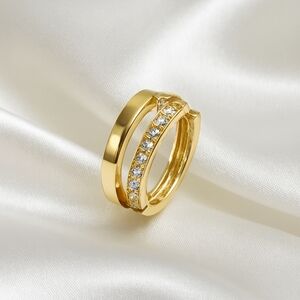 Elegant Gold Rhinestone Hoop Earrings – Sparkling Crystal Accents, Chic Jewelry